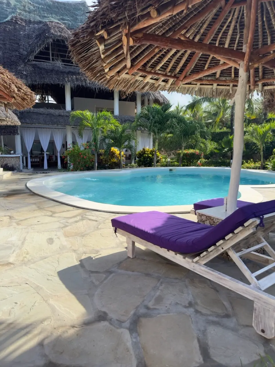 Tropical garden and pool at the private villa in Watamu